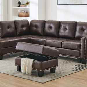 EWING 2PC SECTIONAL W_OTTOMAN IN BROWN 01