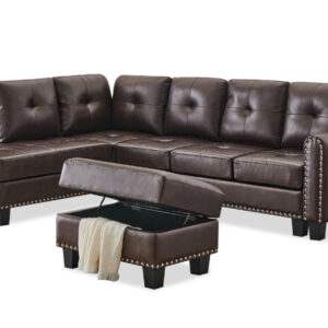 EWING 2PC SECTIONAL W_OTTOMAN IN BROWN