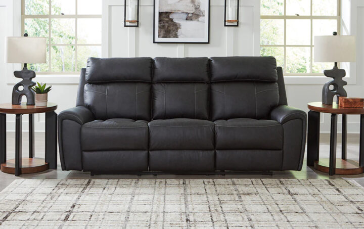 FLORELLE RECLINING SOFA IN CHARCOAL BLACK 01