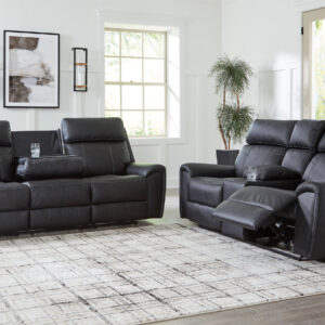 FLORELLE RECLINING SOFA & LOVESEAT IN CHARCOAL BLACK 01