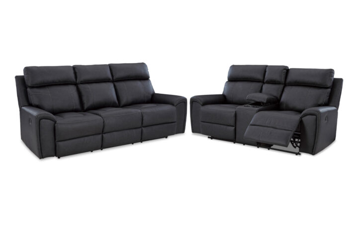 FLORELLE RECLINING SOFA & LOVESEAT IN CHARCOAL BLACK