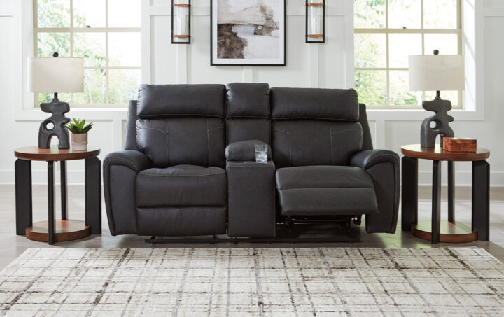 FLORELLE RECLINING loveseat IN CHARCOAL BLACK 01