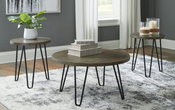 HADASKY COFFEE & 2 END TABLES IN TWO TONE