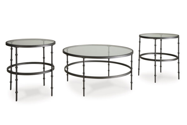 KELLYCO 3PC COFFEE TABLE SET IN GUNMETAL