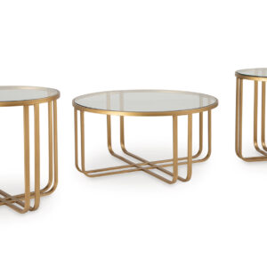 MILLOTON 3PC COFFEE TABLE SET IN GOLD 