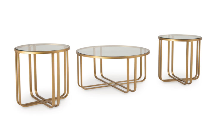 MILLOTON 3PC COFFEE TABLE SET IN GOLD 