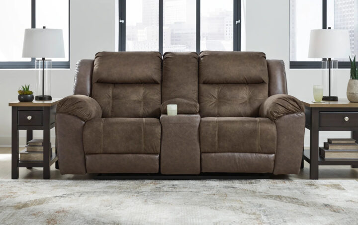 MONTACUTE RECLINING LOVESEAT IN BROWN 01