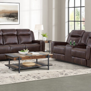 PANTHER RECLINING SOFA & LOVESEAT IN BROWN 01