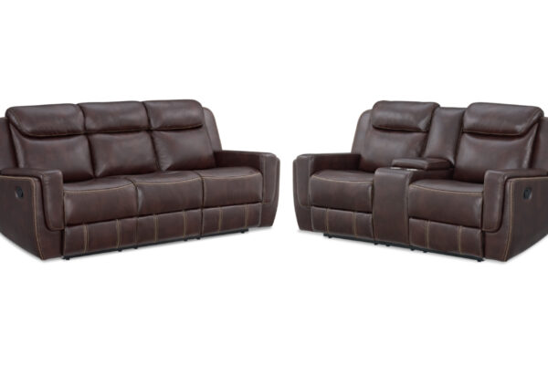 PANTHER RECLINING SOFA & LOVESEAT IN BROWN