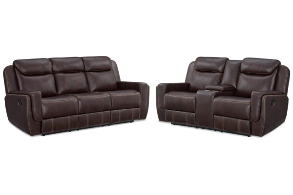 PANTHER RECLINING SOFA & LOVESEAT IN BROWN