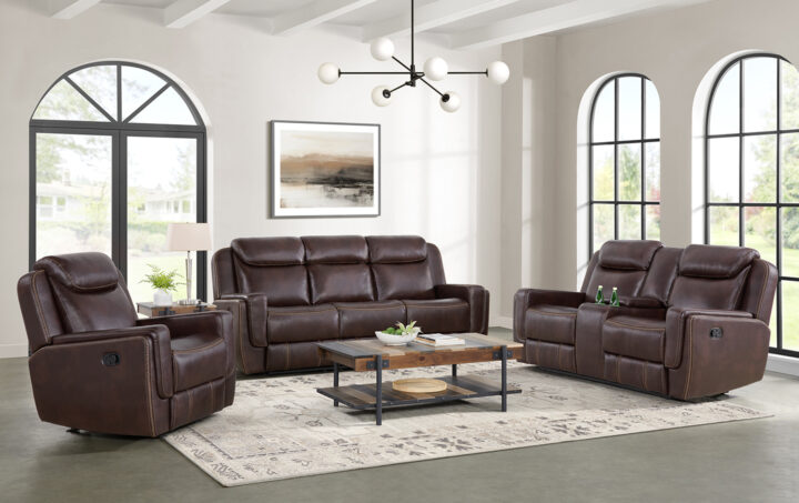 PANTHER RECLINING SOFA & LOVESEAT RECLINER IN BROWN