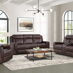 PANTHER RECLINING SOFA & LOVESEAT RECLINER IN BROWN