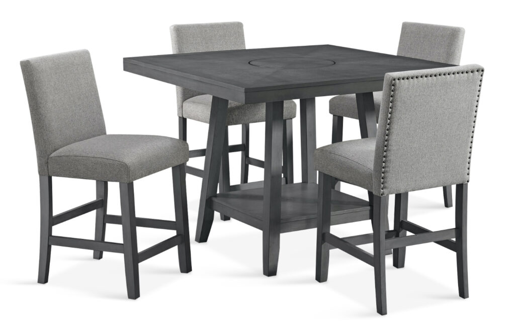 Seneca pub table and 4 stools Grey Fabric in Grey