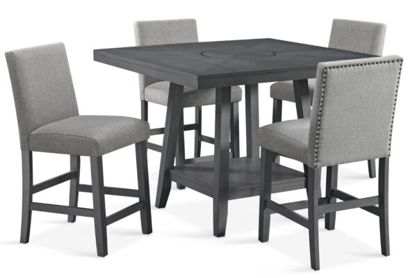 Seneca pub table and 4 stools Grey Fabric in Grey