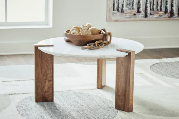 ISANTI COFFEE TABLE IN WHITE/BROWN