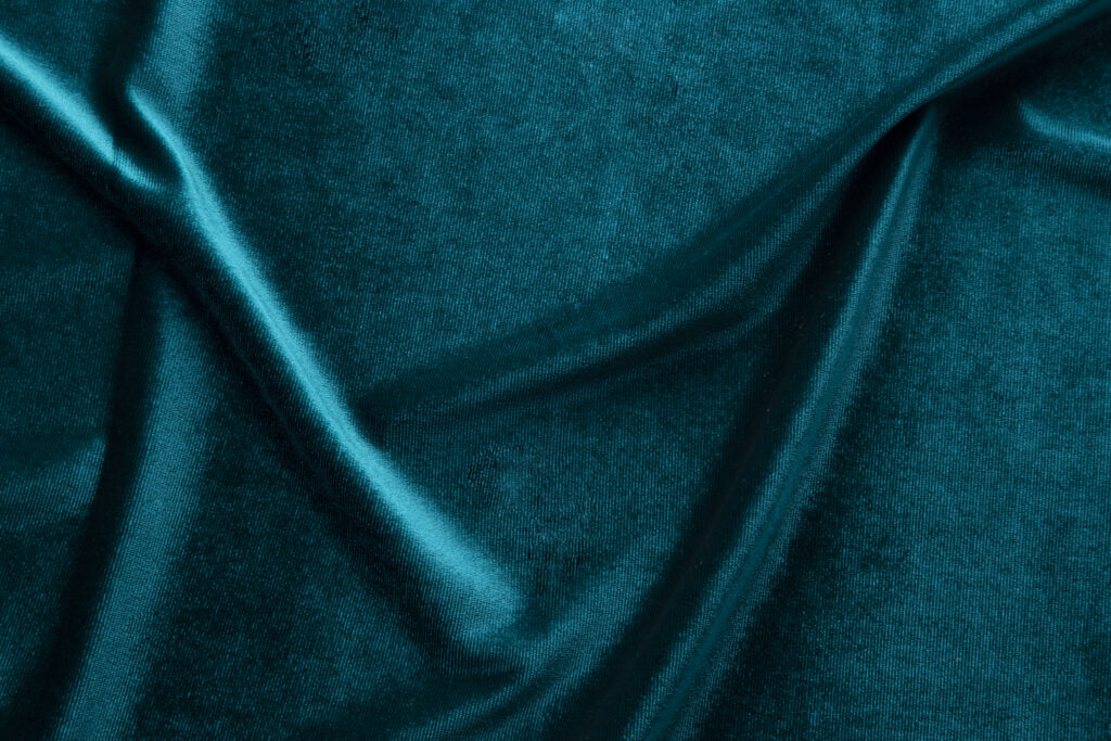 blue green chenille upholstery fabric close up