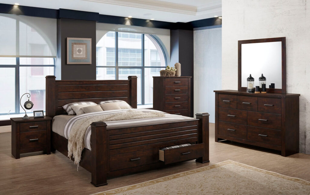 A fully furnished bedroom