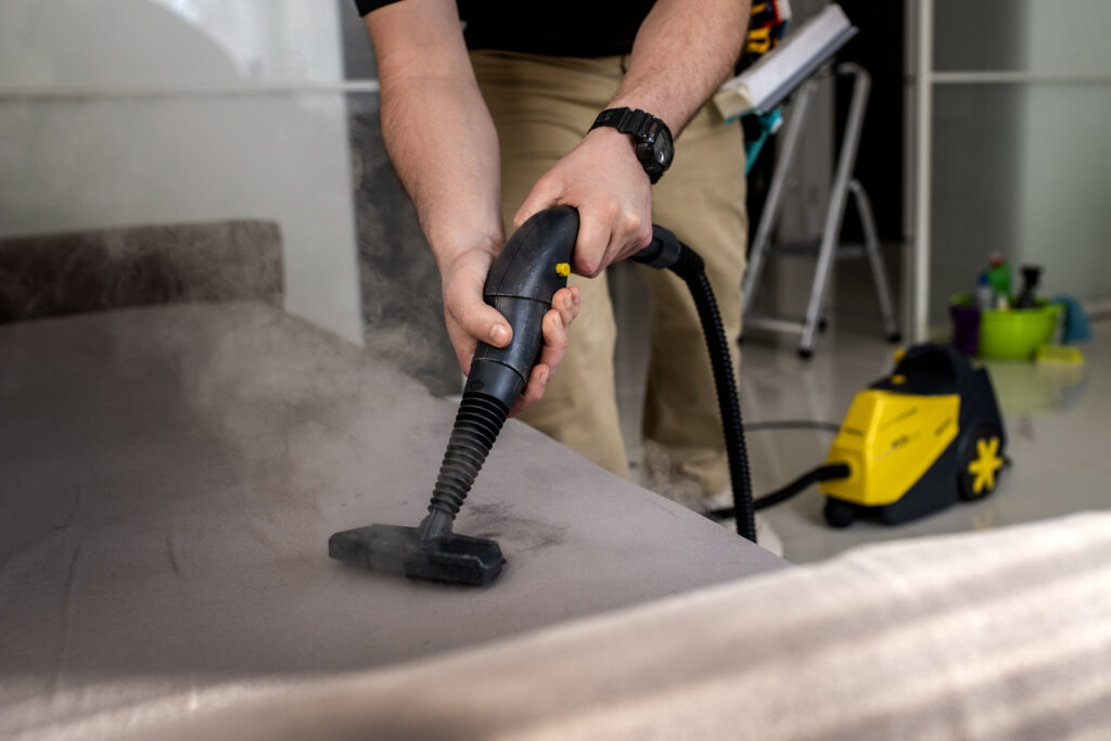 deep upholstery cleaning with a steam cleaner