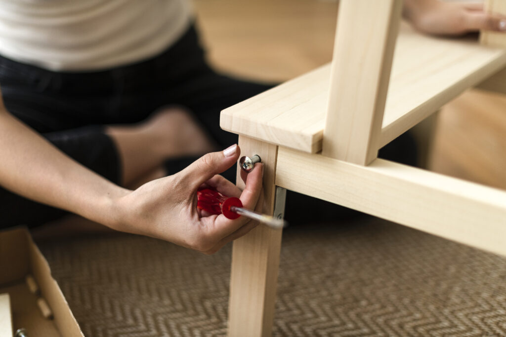 fixing screw during furniture assembly