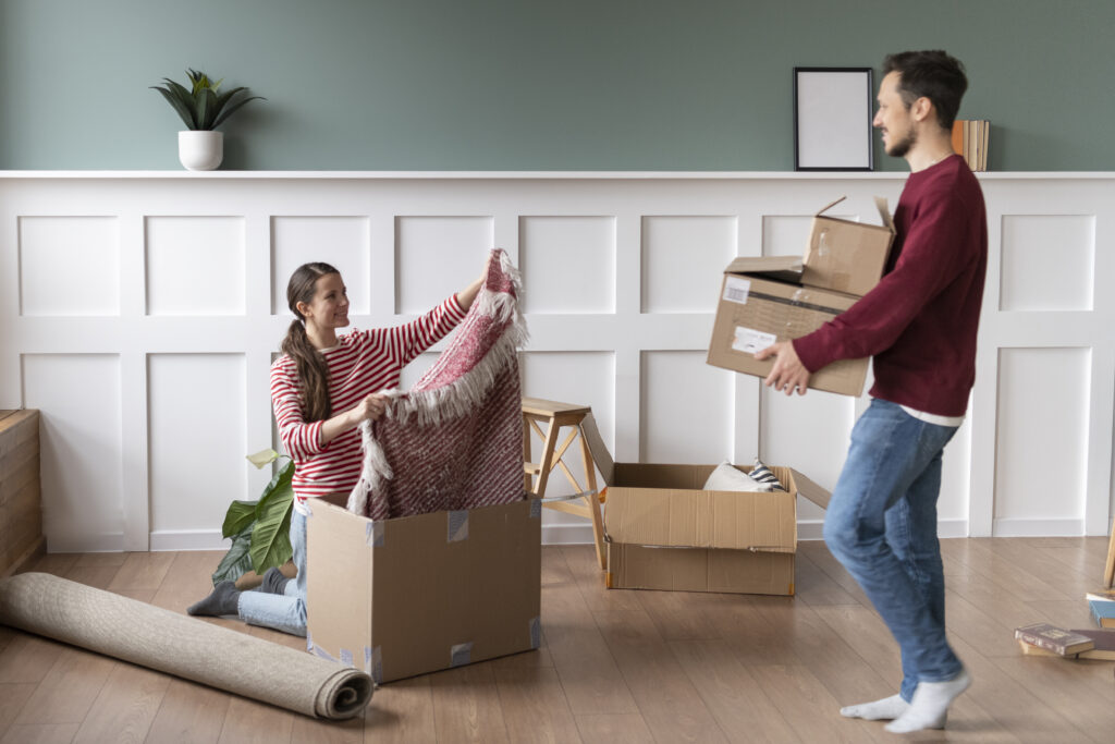 Preparing space in living room for furniture assembly