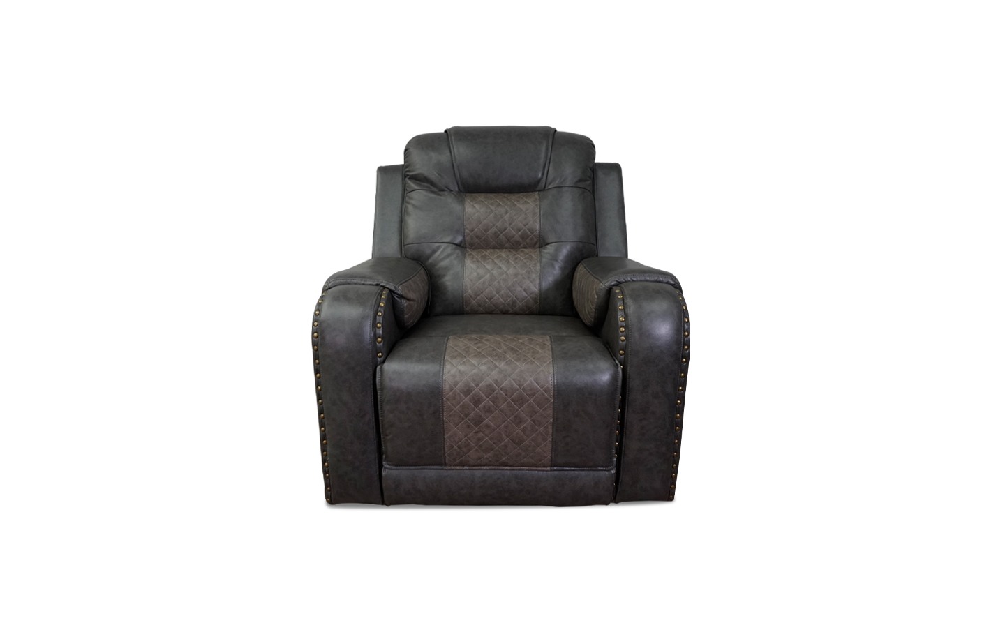 A gorgeous leather recliner in two-tone gray color