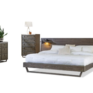 ASHER BED, DRESSER, MIRROR W_2 NIGHTSTAND & CHEST IN BROWN