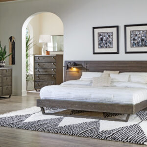 ASHER BED, DRESSER, MIRROR W_2 NIGHTSTAND & CHEST IN BROWN life