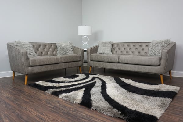casual, contemporary living room with MCM furniture