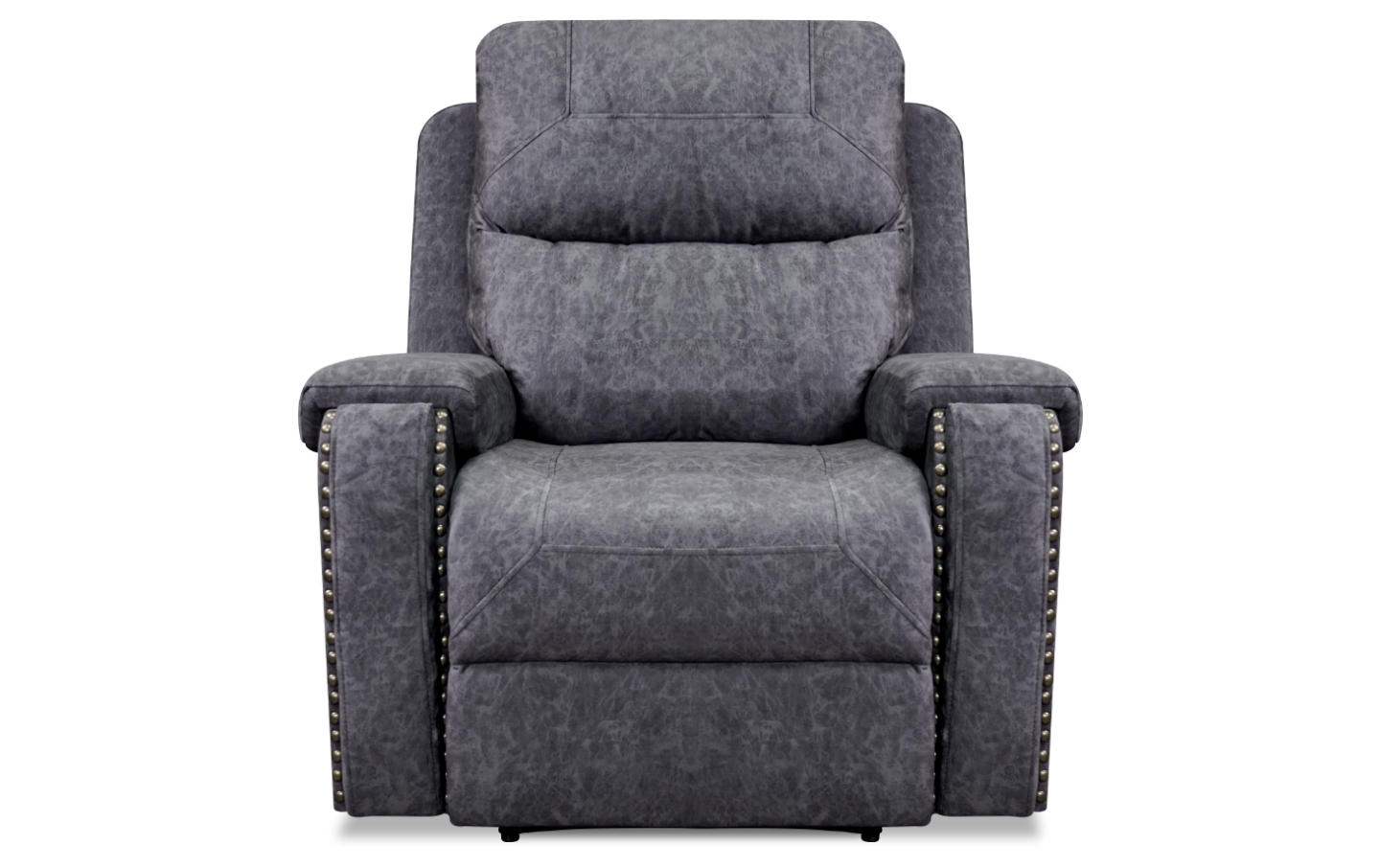 A black fabric electric recliner with a traditional style