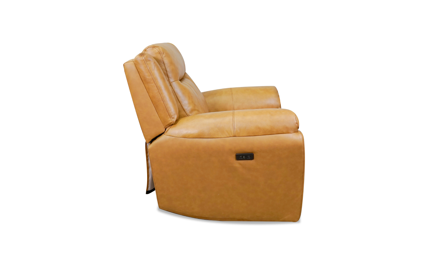 side view of a canyon colored leather recliner