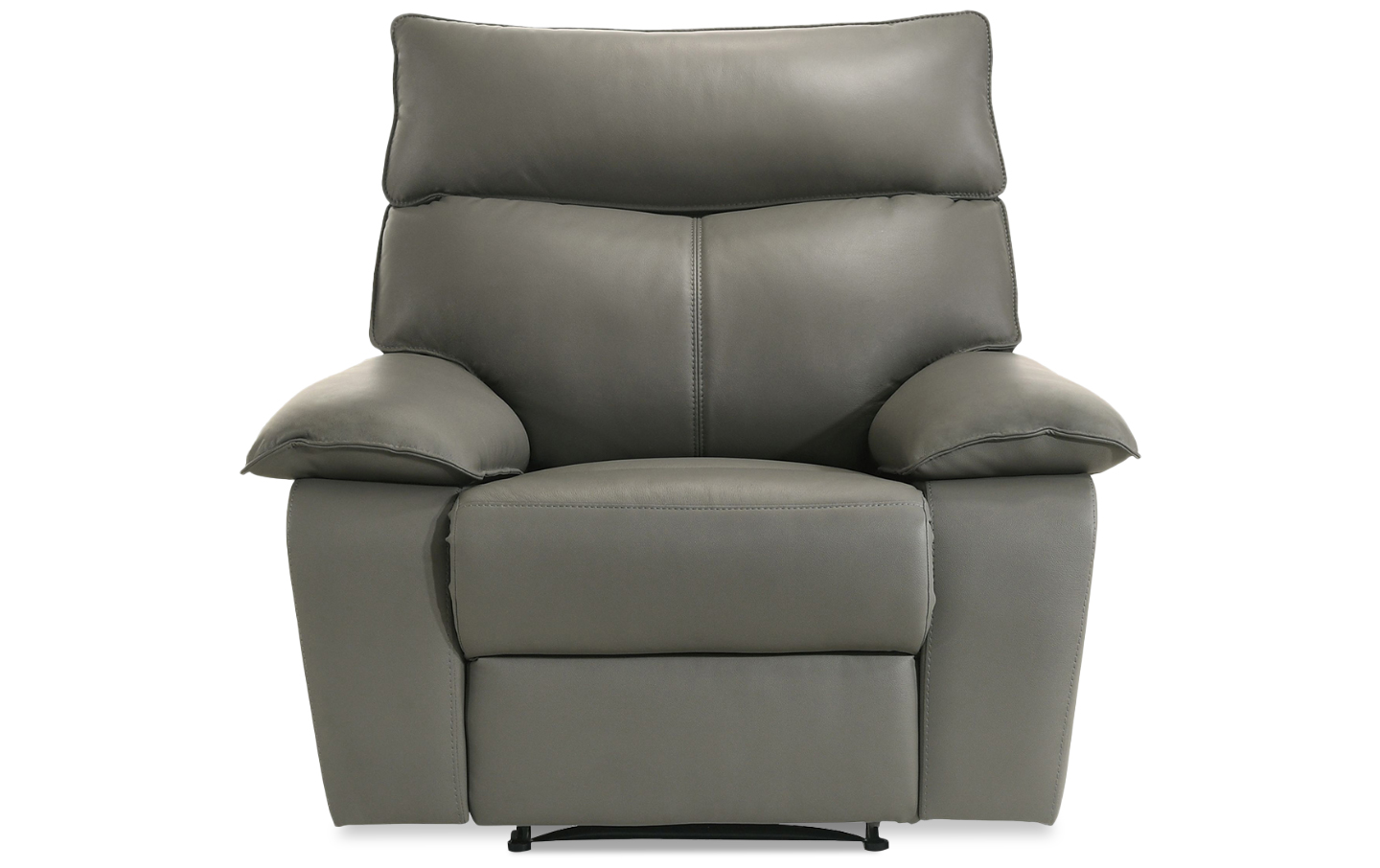 plush cushioned bedroom recliner in gray leather