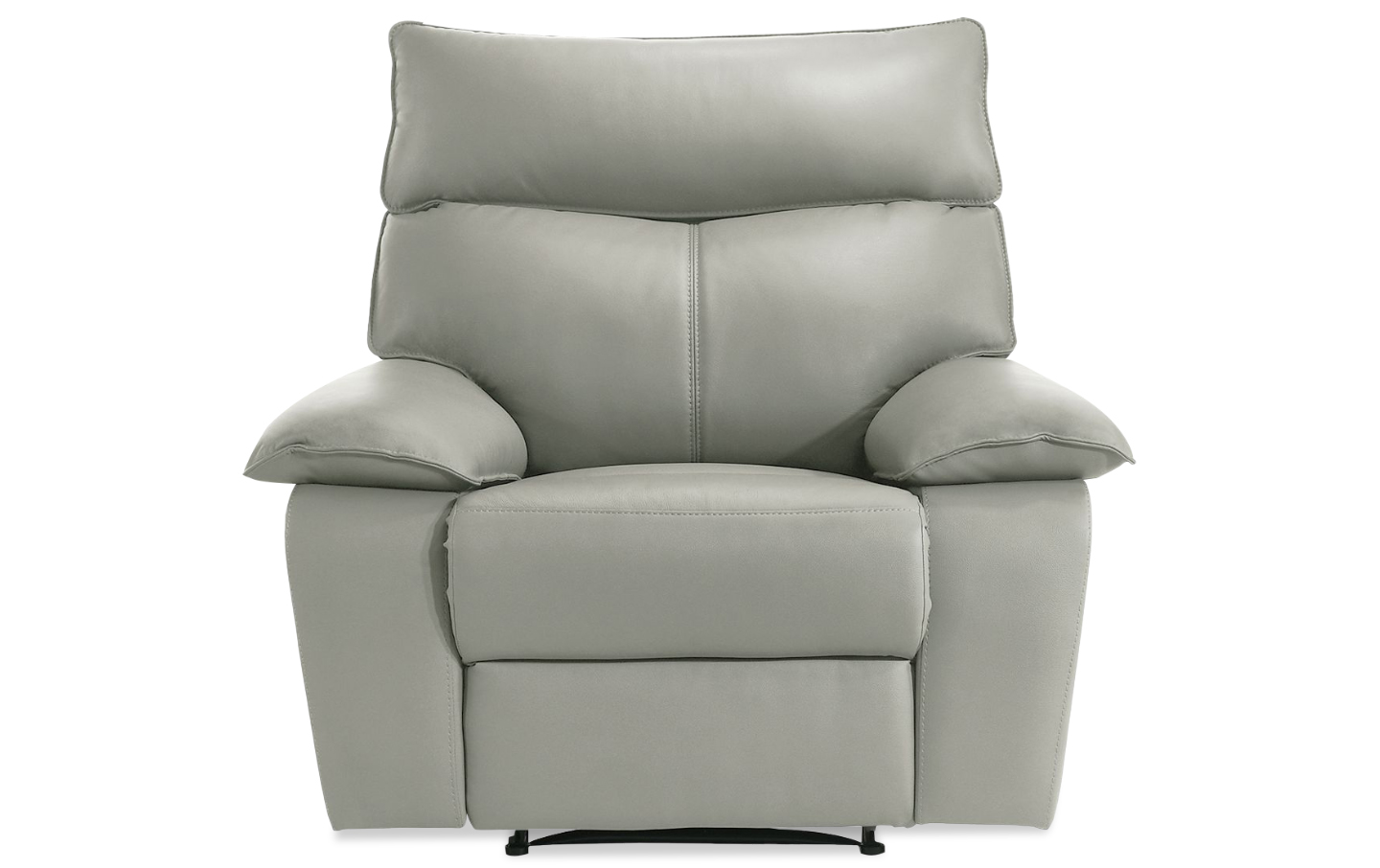 plush cushioned bedroom recliner in silver leather