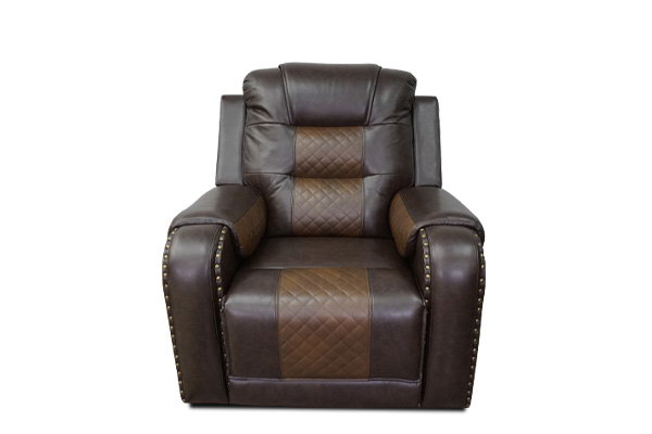 A gorgeous leather recliner in two-tone brown color