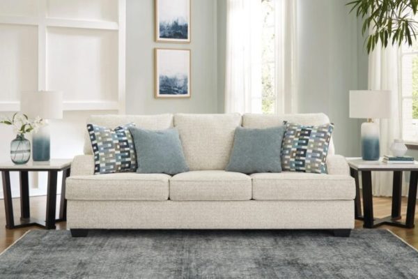 bright and airy spring furniture and decor in living room